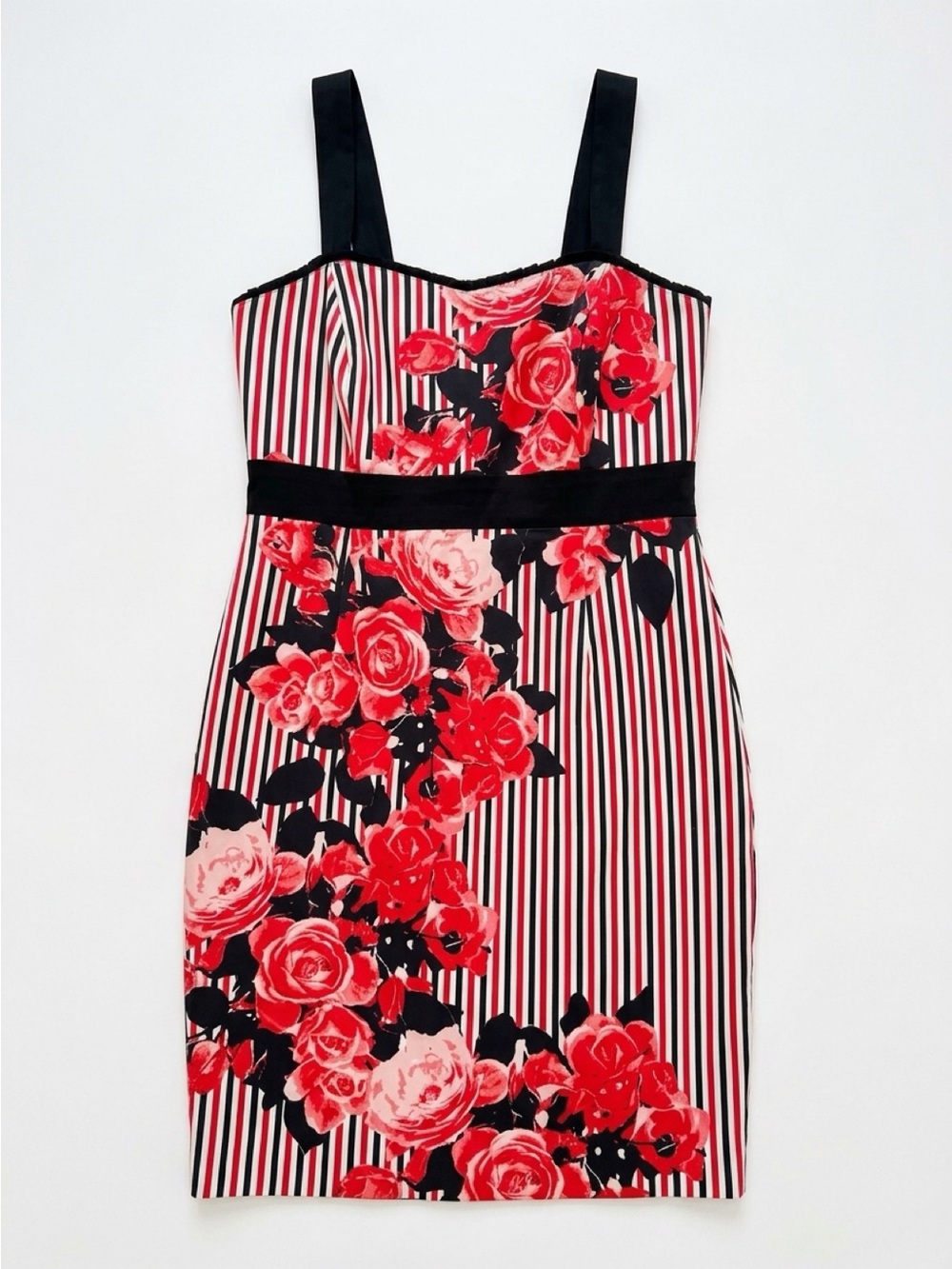 City Chic Red Floral Stripe Mini Dress